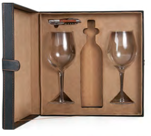 Black wine box with Riedel Glasses & Corkscrew